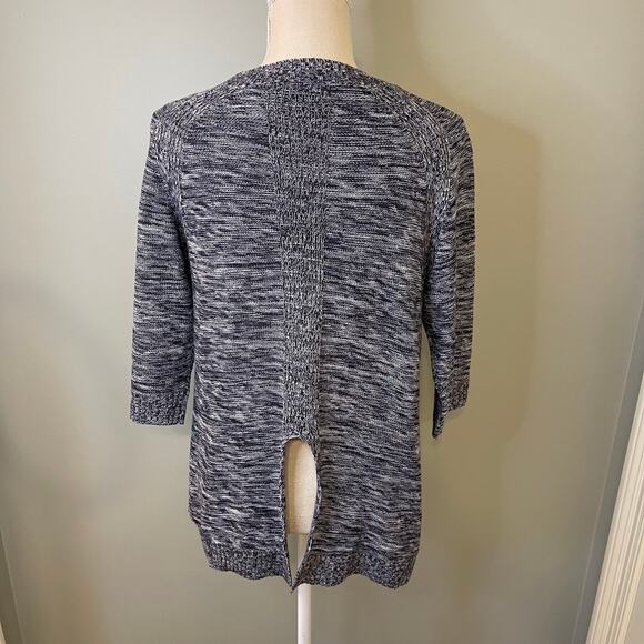Lumiere Marled Split Back 3/4 Sleeve Sweater, S - Picture 3 of 6